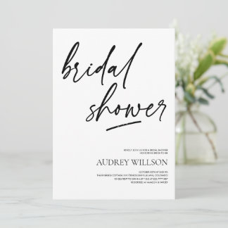 Invitación Black Minimalist Bridal Shower Invitation