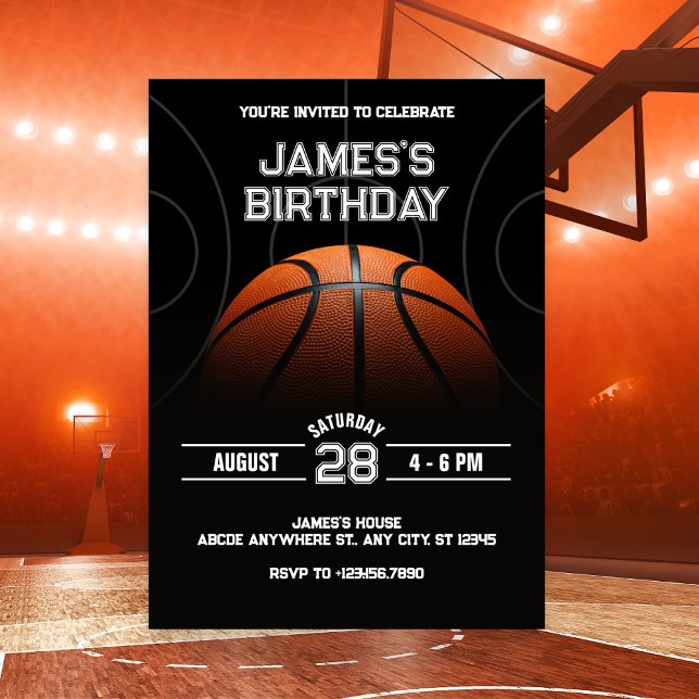 Invitación Black Modern Baloncesto (Subido por el creador)