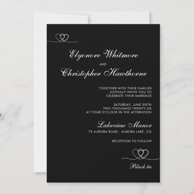 Invitación Black Modern Chic Mix and Match Wedding (Anverso)