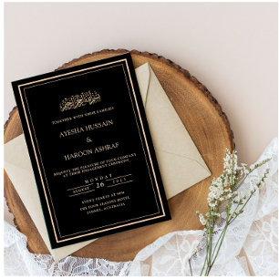 Invitación Black Modern Frame Engagement Party