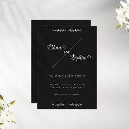 Invitación Black Modern Personalized Wedding Invitation Card