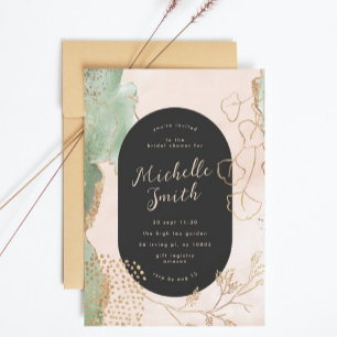 Invitación Black Modern Resumen Eucalyptus Greeneration