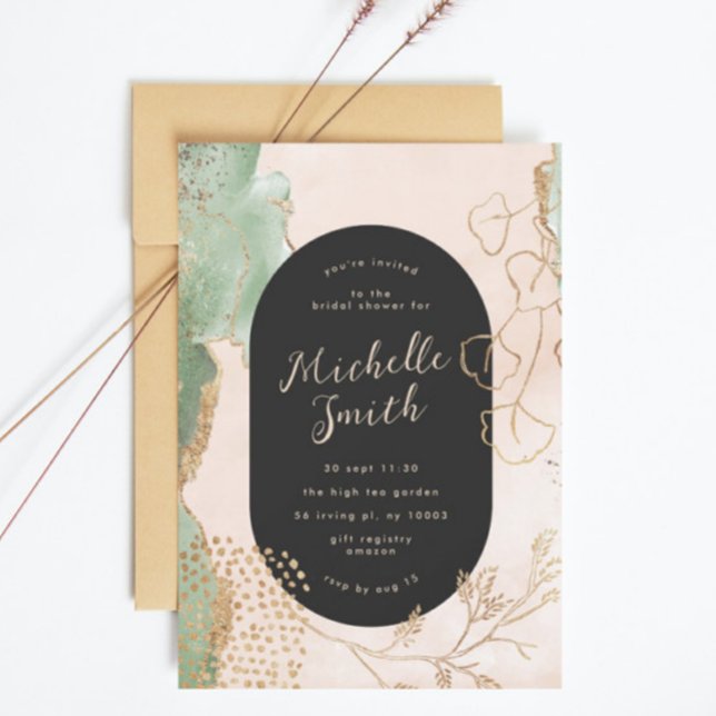 Invitación Black Modern Resumen Eucalyptus Greeneration (Subido por el creador)