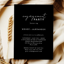 Invitación Black Modern Script Engagement Party