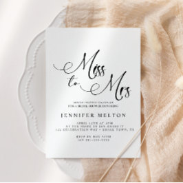 Invitación Black Modern Simple Miss to Mrs Bridal Shower