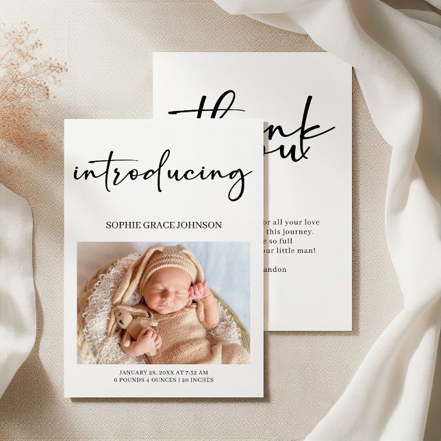 Invitación Black Modern Simple Script Baby Announcement (Subido por el creador)