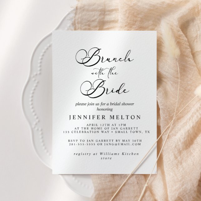 Invitación Black Modern Simple Script Bridal Brunch (Subido por el creador)