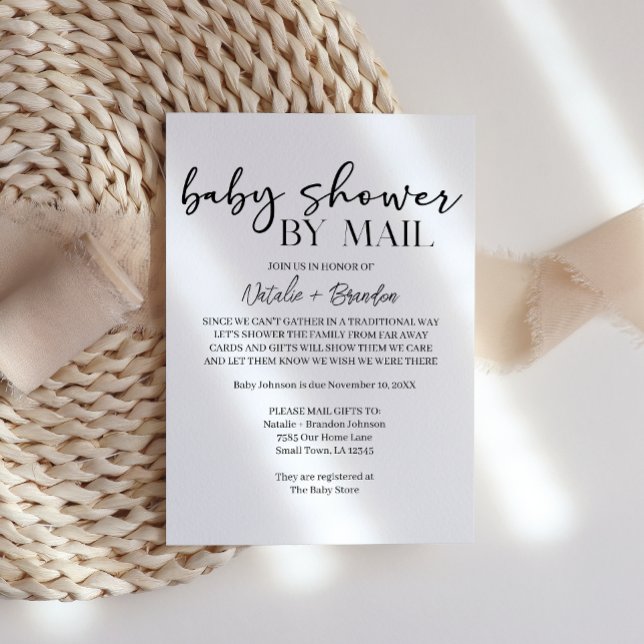 Invitación Black Modern Simple Script By Mail Baby Shower (Subido por el creador)