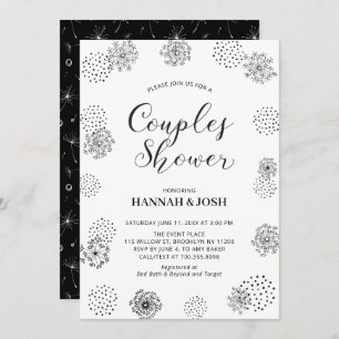 Invitación Black Modern Stylish Parejas Wedding Ducha Invita