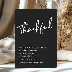 Invitación Black Modern Thanking Dinner
