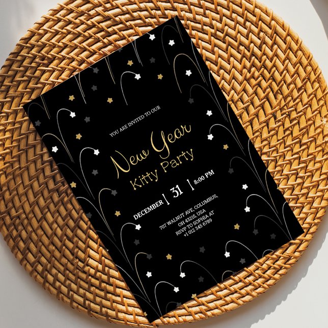 Invitación Black New Year invitation card with gold (Subido por el creador)