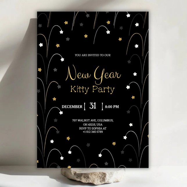 Invitación Black New Year invitation card with gold (Subido por el creador)