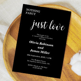 Invitación Black Nothing Fancy Just Love Casual Wedding 