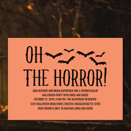 Invitación Black Oh The Horror Halloween Party Invite
