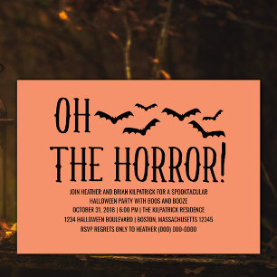 Invitación Black Oh The Horror Halloween Party Invite