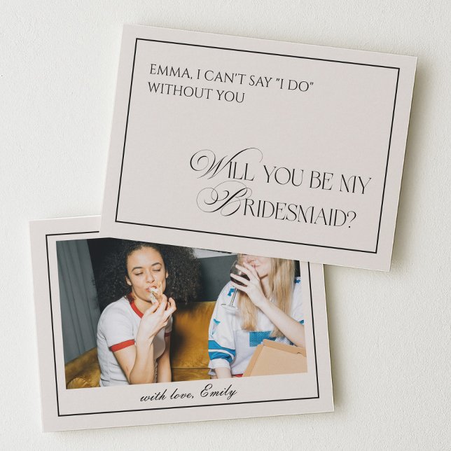 Invitación Black Old Money Will You Be My Bridesmaid Card (Subido por el creador)