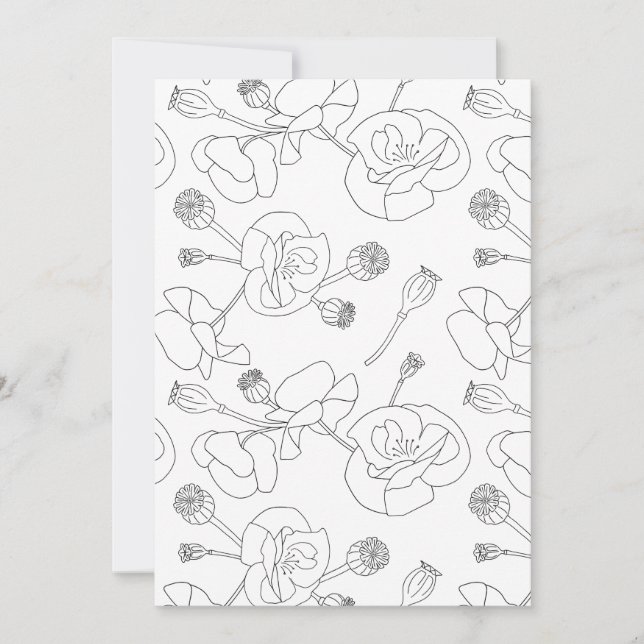Invitación Black on White Poppies (Anverso)