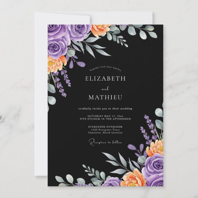 Invitación Black Opulent Autumnal Wedding (Anverso)