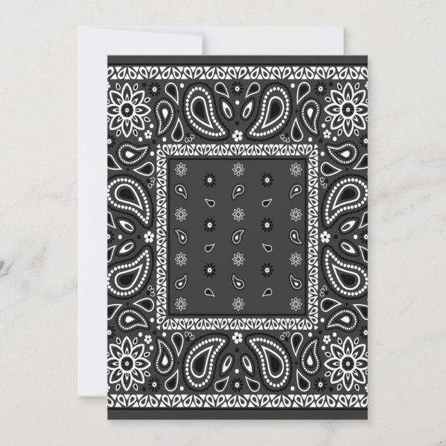 Invitación Black Paisley Bandana Birthday Hip Hop Rap Scarf (Anverso)