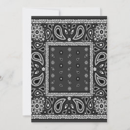 Invitación Black Paisley Bandana Birthday Hip Hop Rap Scarf