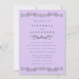 Invitación Black Pale Purple Flourish Any Time Wedding