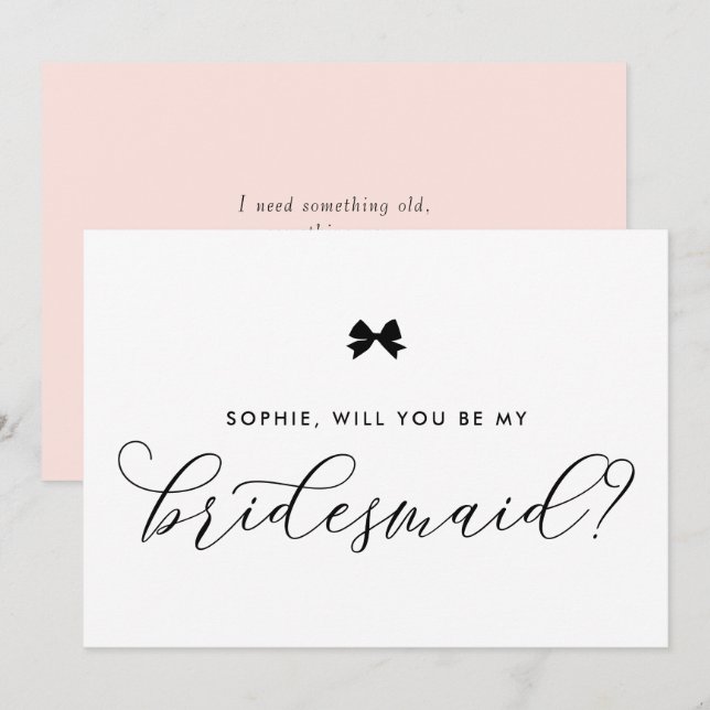 Invitación Black Parisino Bow Serás Mi Noviaria (Anverso / Reverso)