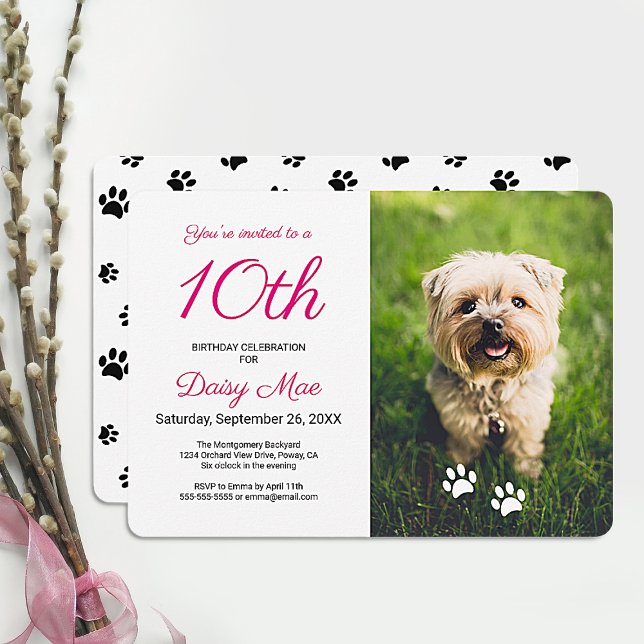 Invitación Black Paw imprime foto de cumpleaños de Mascota ro (Subido por el creador)