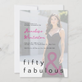 Invitación Black Pink 50 and Fabulous 50th Birthday Party