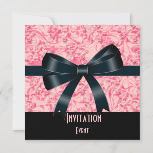 Invitación Black Pink Butterfly Bow