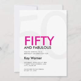 Invitación Black Pink Fifty and Fabulous 50th Birthday