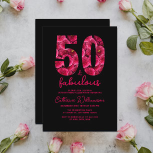 Invitación Black Pink Floral 50 y fabulosa fiesta de cumpleañ