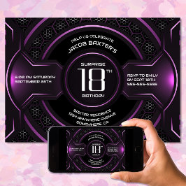 Invitación Black Pink Surprise 18th Birthday Party
