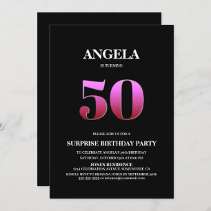 Invitación Black Pink Surprise 50 cumpleaños