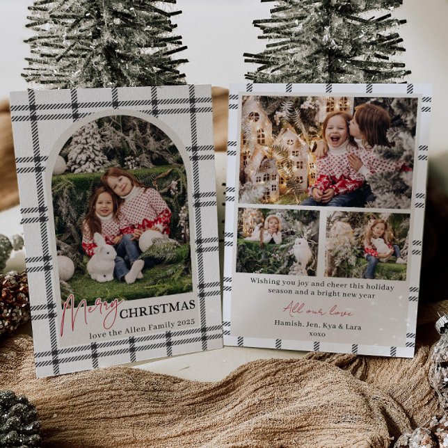 Invitación Black Plaid Arch Photo Holiday Card (Subido por el creador)