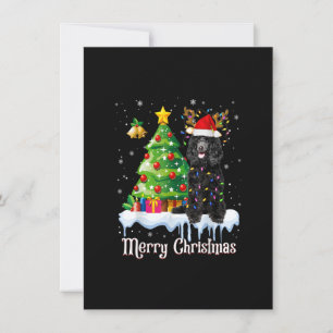 Invitación Black Poodle Santa Christmas Tree enciende a Perro