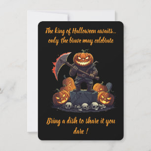 Invitación 🖤 Black Pumpkin King Halloween Invitan 🎃