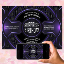 Black Purple Any Age Surprise Birday Party