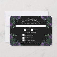 Black Purple Floral Elegant Wedding Gótico