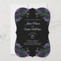 Black Purple Floral Elegant Wedding Gótico
