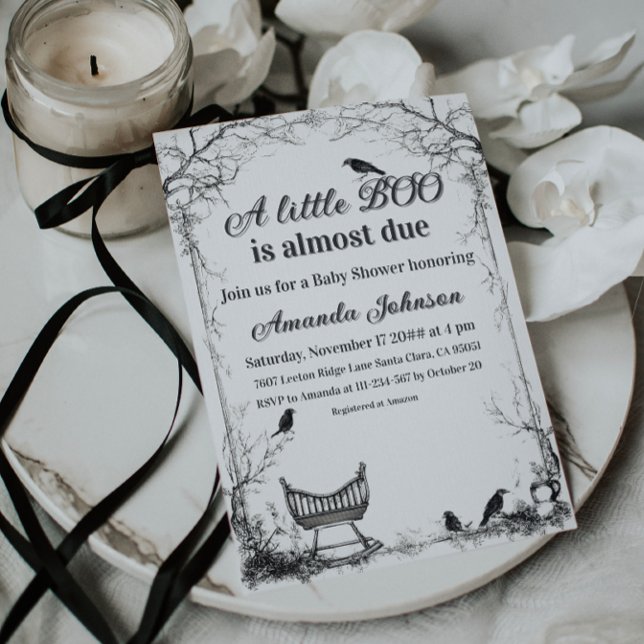 Invitación Black Raven Halloween Little Boo Baby Shower (Subido por el creador)