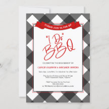 Black Red Buffalo Plaid I Do BBQ Engagement Party