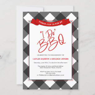 Invitación Black Red Buffalo Plaid I Do BBQ Engagement Party