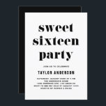 Invitación Black Retro negrita tipografía dulce 16 cumpleaños<br><div class="desc">Invite a los invitados a su evento con esta dulce invitación de personalizable de dieciséis años. Presenta una tipografía retro audaz y simple. Personalice agregando sus detalles. Esta invitación dulce y negra de 16 fiestas es perfecta para cualquier tema de evento.</div>