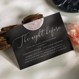 Invitación Black & Rubor Moon | Cena de ensayo celestial