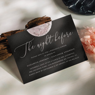 Invitación Black & Rubor Moon   Cena de ensayo celestial