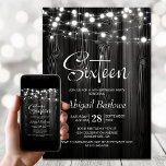 Invitación Black Rustic Wood 16th Birthday Party<br><div class="desc">Elevar la celebración del hito de su invitado de honor con esta invitación a la fiesta de cumpleaños 16 en madera rústica negra. Moderno y con estilo, es el lugar perfecto para una noche inolvidable. La personalización de las invitaciones es una brisa, basta con rellenar los detalles esenciales utilizando las...</div>