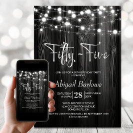 Invitación Black Rustic Wood 55th Birthday Party