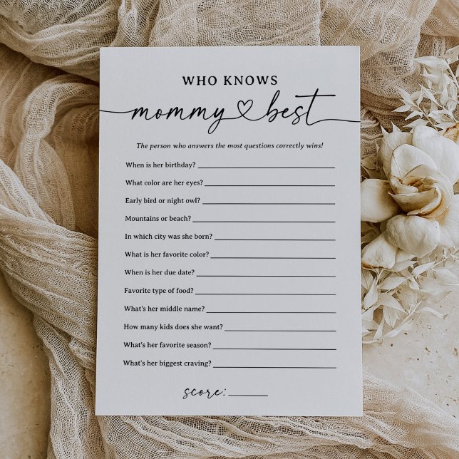 Invitación Black Script Who Knmy Best Baby Shower Game (Subido por el creador)