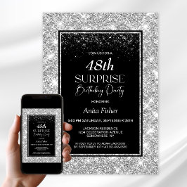 Invitación Black Silver Cualquier fiesta de cumpleaños sorpre