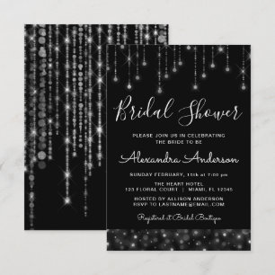 Invitación Black Silver Elegant String ilumina la ducha de no
